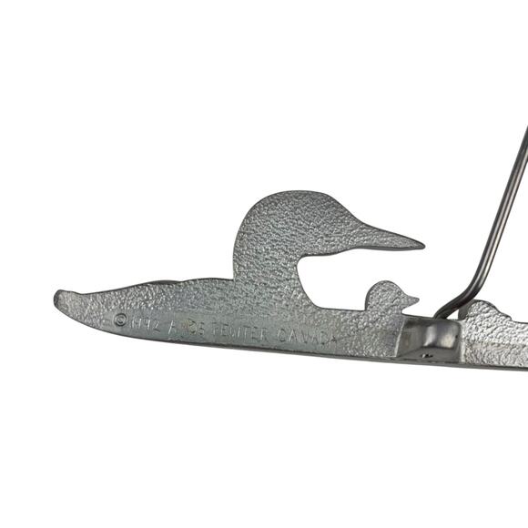 Vintage Amos Pewter Canada Loons Picture Card Postcard Holder Bird Decor 1992 - Picture 6 of 6